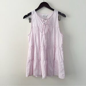 Topshop Pink Animal Print Tiered Mini Dress Tie Neck Size 2 NEW Tunic Sleeveless